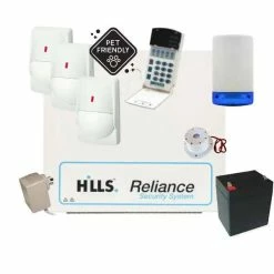 Hills Security Alarm System Reliance 8, 3 X Pet Friendly Detectors, Vertex Code Pad, S8346K