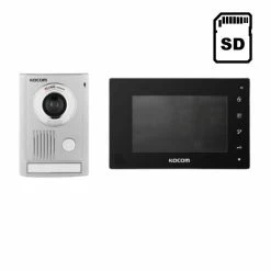 Kocom Intercom 7" Screen, Large Door Station With CCTV Integration + SD Card, Black