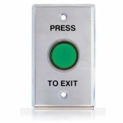 Press To Exit Button, Shrouded Green, Illum Std Plate