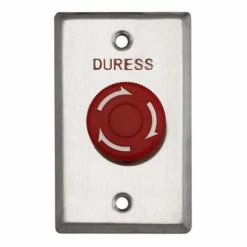 Duress Button, Big Mushroom, Red, Twist To Reset, Stainless Steel Plate