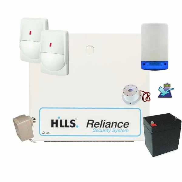 Hills Reliance 8 Security Alarm System With 2 X Quad Detectors, No Code Pad