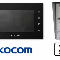 Kocom Intercom 7" Wide Screen + Slimline Door Station, 2 WIRE, Black Frame,KCV-D372