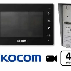 Kocom Intercom Kit 7" Screen With Slimline Door Station + Picture Memory, Black