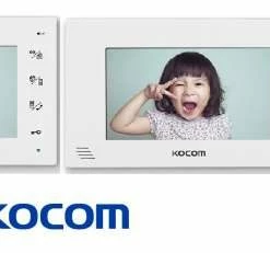 Kocom Colour Hands Free Video 7" Wide Screen KCV-D374, Two Screens With Large Door Station ,4 Wire. White