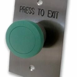 Smart Press To Exit Green Mushroom Button, Stainless Plate, SMART4352G