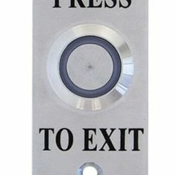 Smart Press To Exit Red Illuminated LED Flush Button Switch On Stainless Steel Architrave, WES1911R